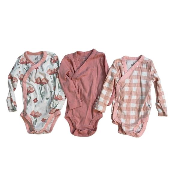 Honest Baby Girl Clothes 0-3 Months Long Sleeve Organic Bodysuits Jumpsuit Lot 3 - Picture 1 of 5